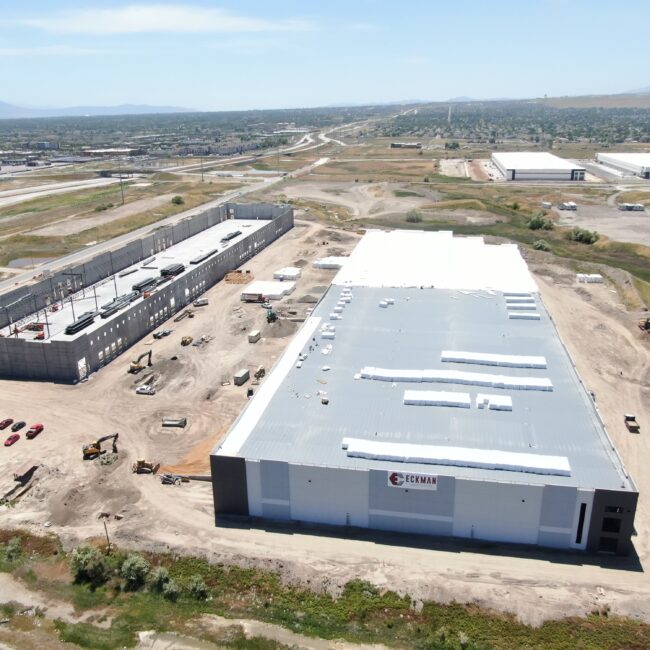 An aerial view of the Brennan Properties project during design-build construction.